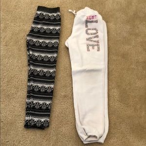 Sweat pants and Christmas patterned leggings